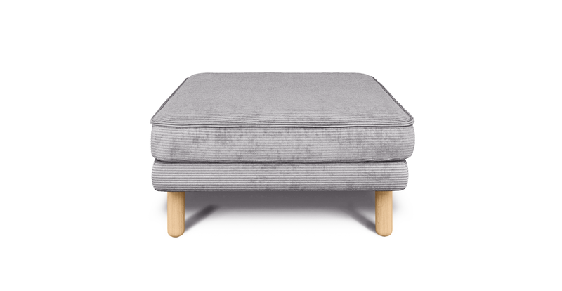 Klem Ottoman Cylindrical Wooden Leg - Cord Velour