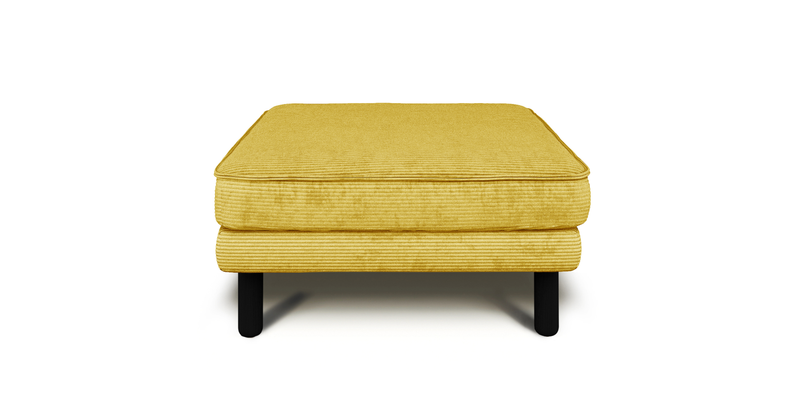 Klem Ottoman Cylindrical Wooden Leg - Cord Velour