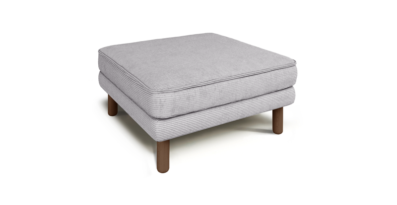 Klem Ottoman Cylindrical Wooden Leg - Cord Velour