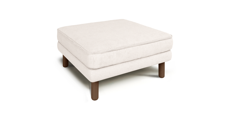 Klem Ottoman Cylindrical Wooden Leg - Cord Velour