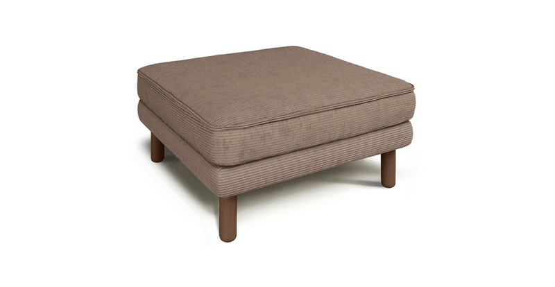 Klem Ottoman Cylindrical Wooden Leg - Cord Velour