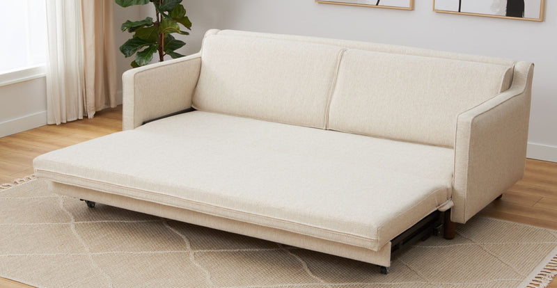 Losa Slim 3-Sitzer Sofa Bett Zylindrisch Holzbein - Naturgewebe