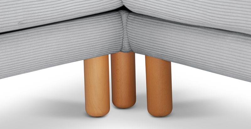 Klem Slim 283 x 203 Sektional Zylindrisch Holzbein - Cord Velours