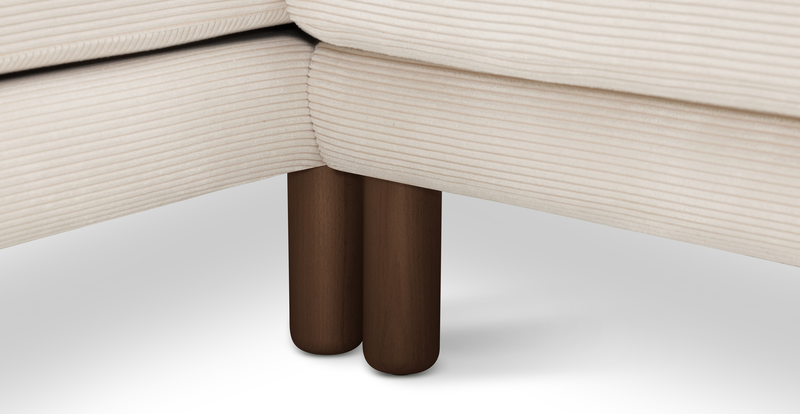 Klem 357 x 171 Sektional Zylindrisch Holzbein - Cord Velours