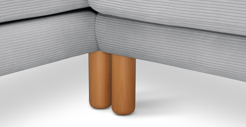 Klem 357 x 171 Sektional Zylindrisch Holzbein - Cord Velours