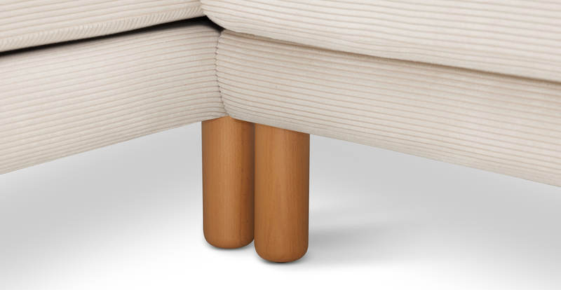 Klem 357 x 171 Sektional Zylindrisch Holzbein - Cord Velours