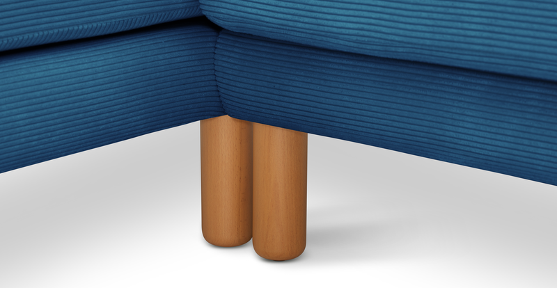 Klem Slim 240 x 171 Sektional Zylindrisch Holzbein - Cord Velours