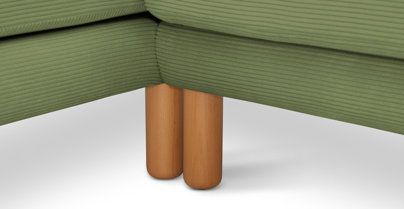 Klem 357 x 171 Sektional Zylindrisch Holzbein - Cord Velours