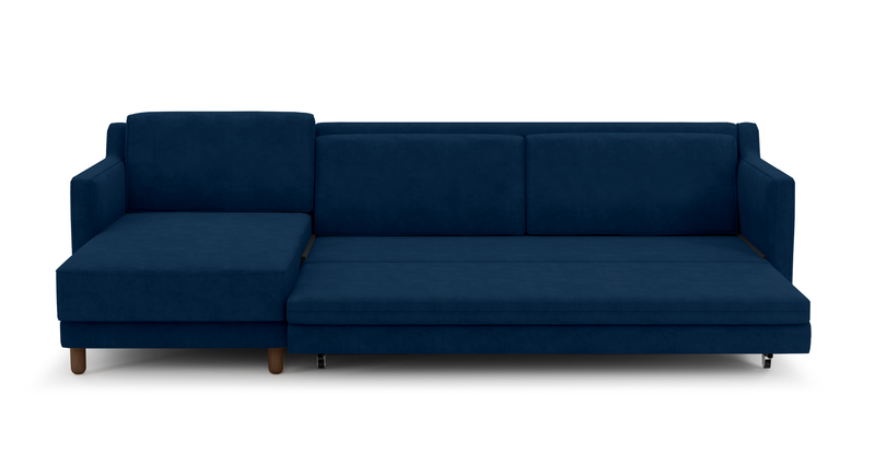 Losa Slim 292 x 166 Corner sofa bed cylindrical wooden leg - velvet