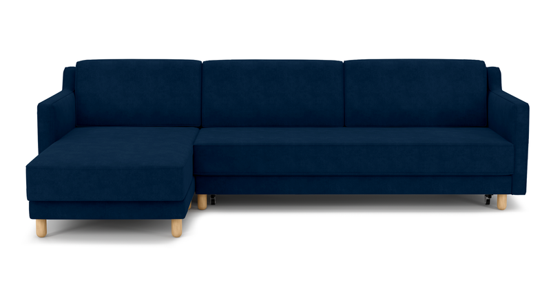 Losa Slim 292 x 166 Corner sofa bed cylindrical wooden leg - velvet