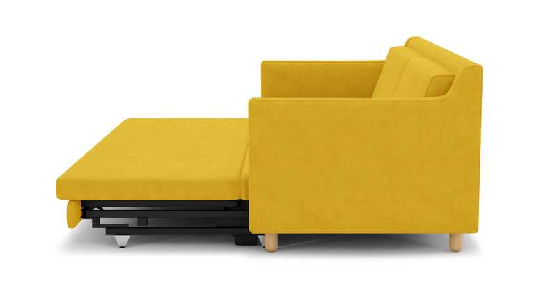 Losa Slim 3-Sitzer Sofa Bett Zylindrisch Holzbein - Samt