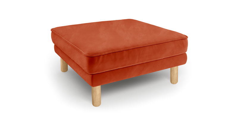 Klem Ottoman Cylindrical wooden leg - velvet