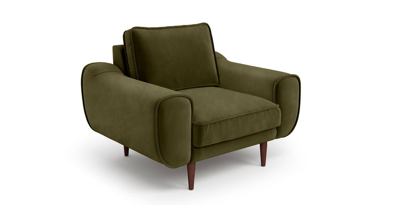 Klem Armchair Wooden Leg - Velvet