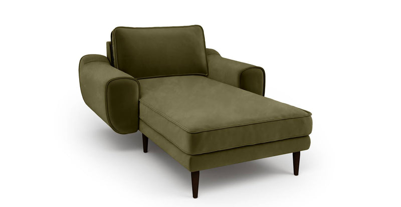 Klem Chaise Lounge Wooden Leg - Velvet