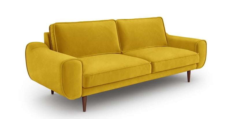 Klem 3-Seater Sofa Wooden Leg - Velvet