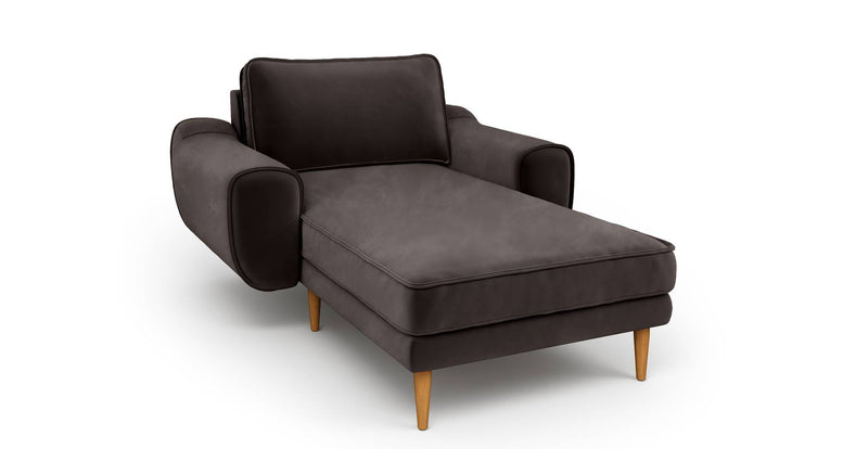 Klem Chaise Lounge Wooden Leg - Velvet