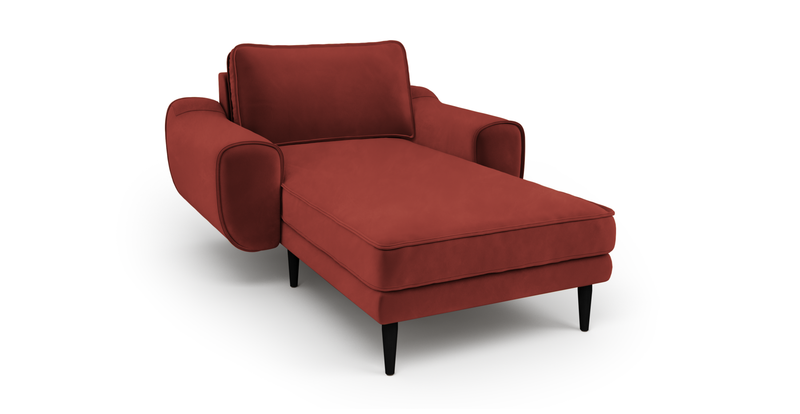 Klem Chaise Lounge Wooden Leg - Velvet