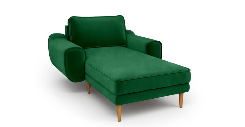 Klem Chaise Lounge Wooden Leg - Velvet